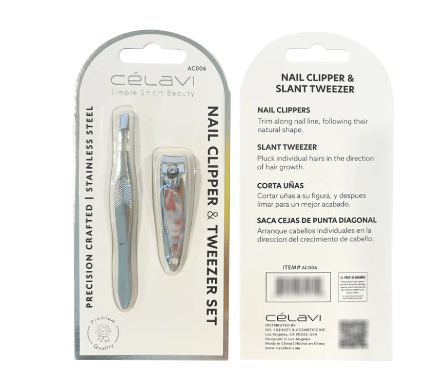 CELAVI NAIL CLIPPER & TWEEZER SET