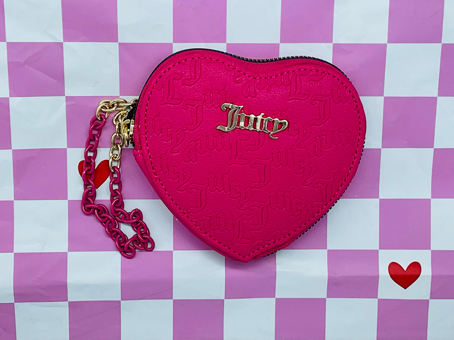 JUICY COUTURE HOT PINK HEART-SHAPED Authentic WALLET