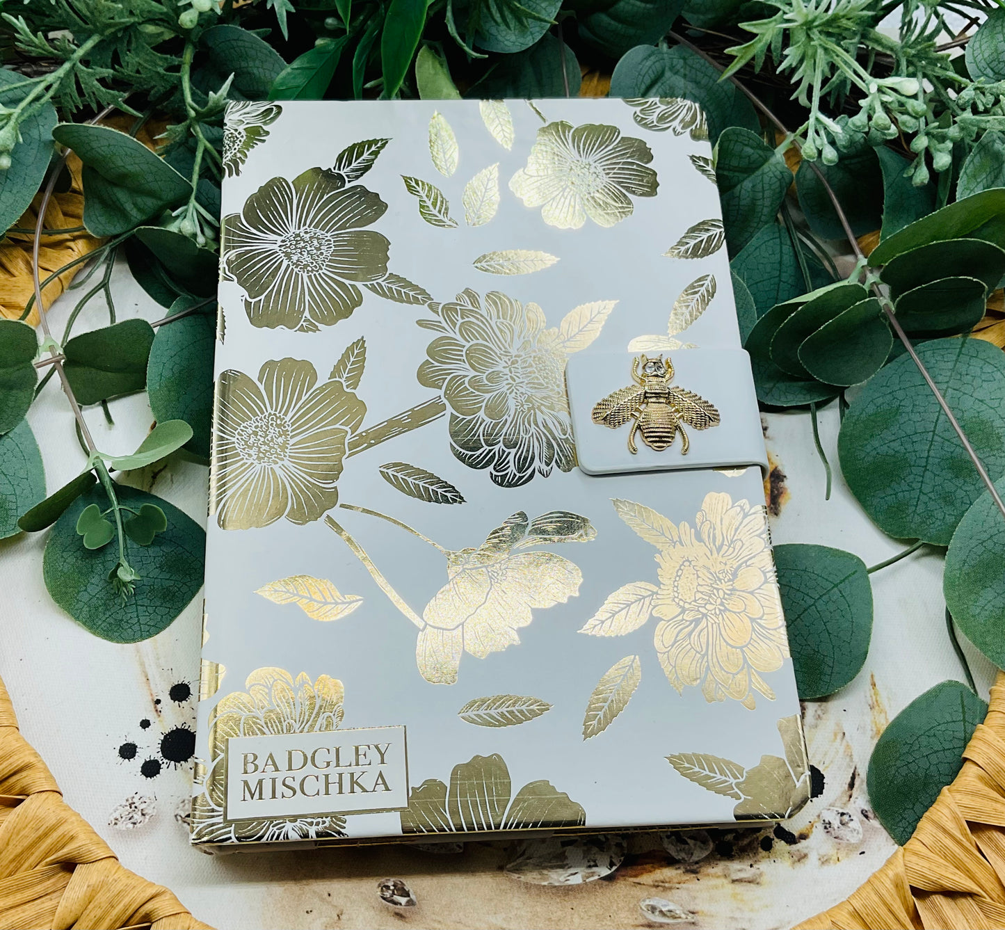 Gold and White Bee Notebook