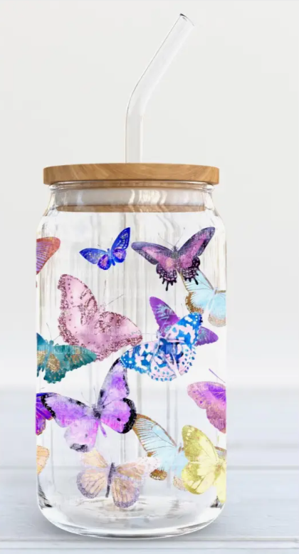 Butterflies Glass Tumbler