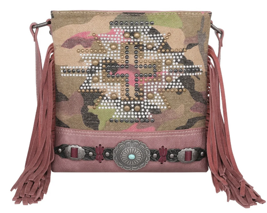 Montana West Aztec Collection Camo Print Canvas Concealed Carry Crossbody