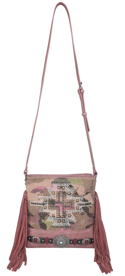 Montana West Aztec Collection Camo Print Canvas Concealed Carry Crossbody