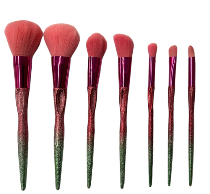 MAKEUP BRUSH SET 7 PCS FUCSIA/GREEN