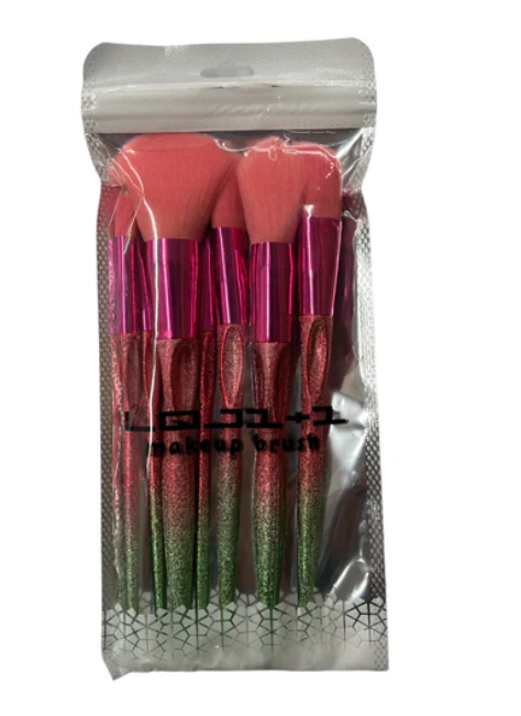 MAKEUP BRUSH SET 7 PCS FUCSIA/GREEN