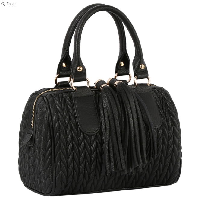 Chevron Quilted Tassel Zipper Boston Bag Satchel