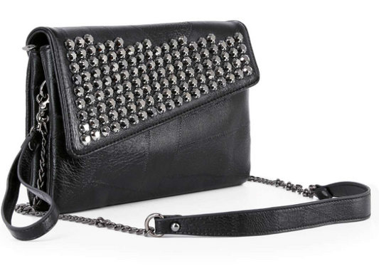 Rhinestone Top Flap Shoulder Bag Wristlet