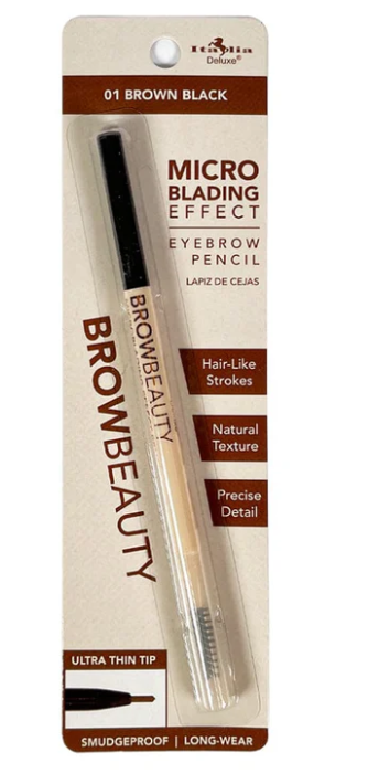 ITALIA DELUXE MICROBLADING EFFECT EYEBROW PENCIL - 01 BROWN BLACK