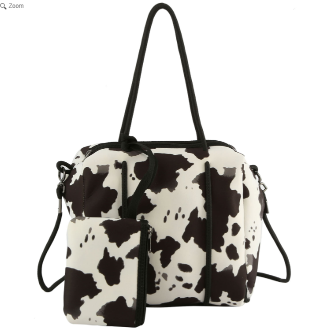 Microfiber Cow Printed 2-in-1 Satchel