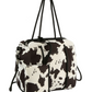 Microfiber Cow Printed 2-in-1 Satchel