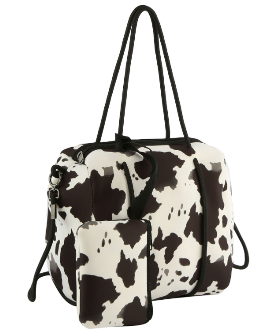 Microfiber Cow Printed 2-in-1 Satchel