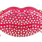 Rhinestone Lips Semi Transparent Clutch Crossbody Bag