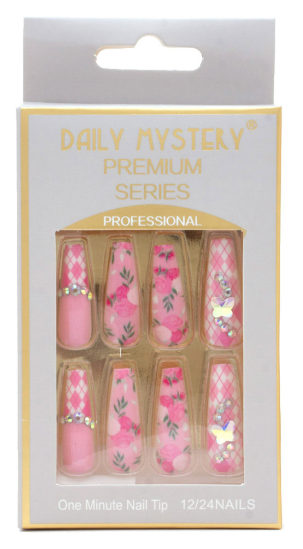 ROSE PATTERN NAIL TIP (Pink)