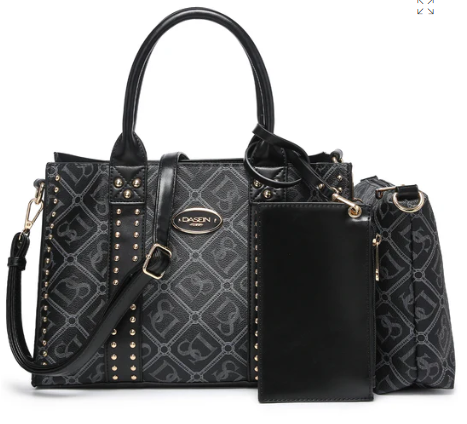 Dasein Studded Tote with Detachable Organizer Bag/pouch and Matching Wristlet