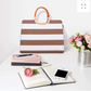 Saffiano Striped Briefcase Handbag with Matching wallet