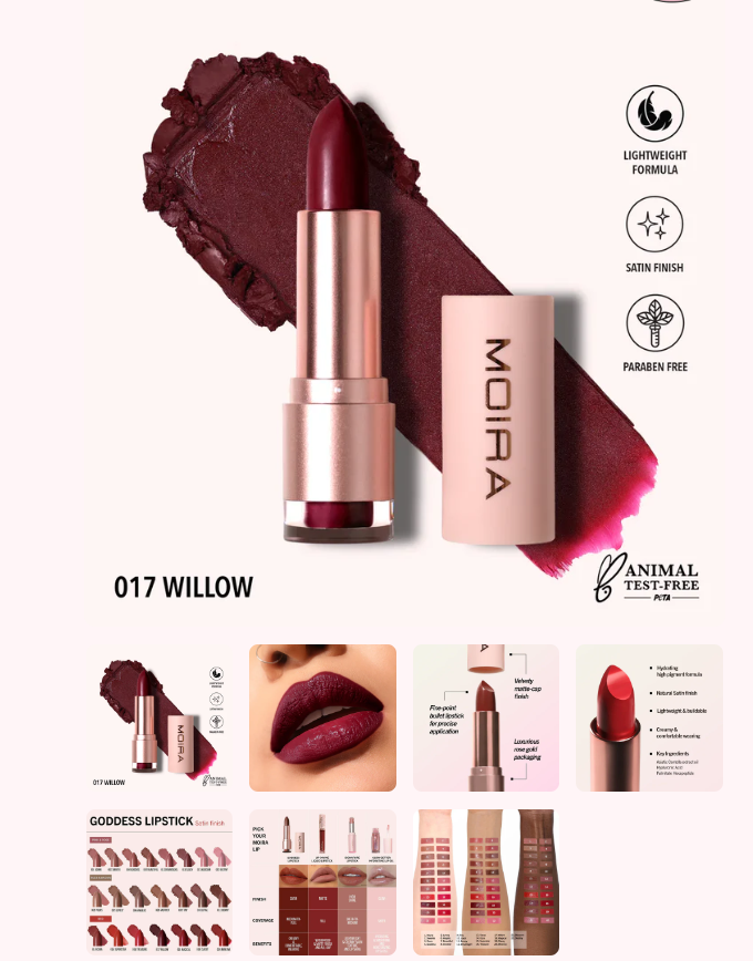 MOIRA Goddess Lipstick- (17 Willow)