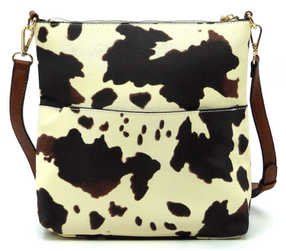 Cow & Leopard Zip Pocket Crossbody Bag