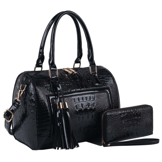 Croc Alligator 2-in-1 Boston Bag Satchel