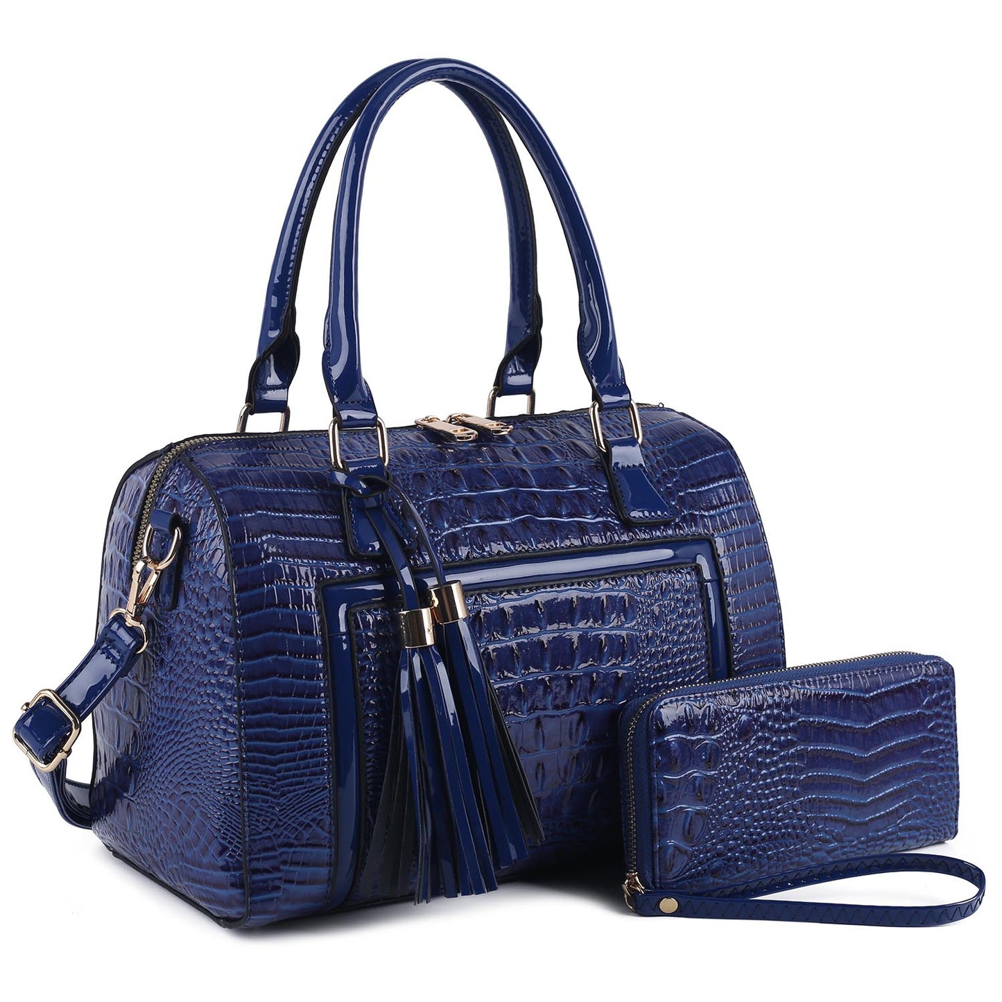 Croc Alligator 2-in-1 Boston Bag Satchel