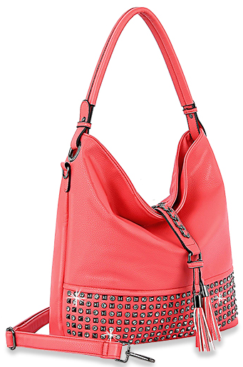 Studded Large Hobo Handbag