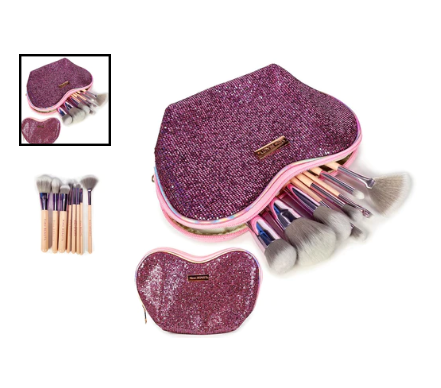 Makeup 8PC Brush set with Heart Pouch.